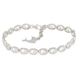 Elegantly Oval Dolphin Lady Bracelet White Gold 14k [B014-058]