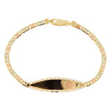 Fancy ID 15 Anos Quinceanera Lady Bracelet Flat Links Tricolor Gold 14k [B016-035]