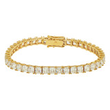 Tennis Lady Bracelet Style Princess Cut CZ Yellow Gold 14k [B017-014]
