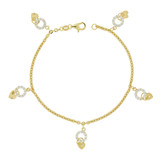 Dangling Circle of Life Charm Lady Bracelet Yellow Gold 14k [B021-019]