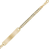 White Pave Curb Link ID 100 4mm Lady Bracelet Yellow Gold 14k [B030-140]