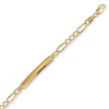 White Pave Figaro ID Men Bracelet 120 4.5mm Yellow Gold 14k [B032-001]