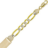 White Pave Figaro ID Men Bracelet 210 9mm Yellow Gold 14k [B032-007]