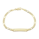 White Pave Figaro 080 3mm ID Kid Bracelet Yellow Gold 14k [B053-000_005]