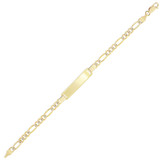 White Pave Figaro 100 4mm ID Kid Bracelet Yellow Gold 14k [B053-006_010]