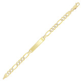 White Pave Figaro 120 4.5mm ID Kid Bracelet Yellow Gold 14k [B053-010_015]