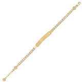 Hollow Stampado ID Kid Bracelet CZ Tricolor Gold 14k [B056-043]