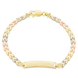 Chevron Links ID Kid Bracelet Tricolor Gold 14k [B061-018]