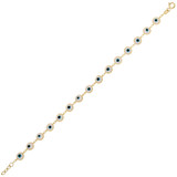 Evil Eye Charms Kid Bracelet Enamel Yellow Gold 14k [B063-016]