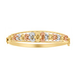 Cluster Beads Design Lady Bangle Bracelet Tricolor Gold 14k [O016-002]