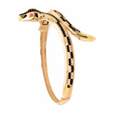 Snake Bangle Bracelet Black and White CZ Yellow Gold 14k [O016-010]