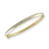 Hollow Tube Lady Bangle Bracelet Glitter Accents Yellow Gold 14k [O017-003]