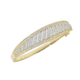 Fancy Lady Bangle Bracelet CZ Yellow Gold 14k [O017-014]