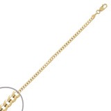 Curb Flat Cuban Link Anklet 3mm 080 Yellow Gold 14k [A001-001]