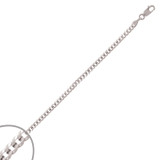 Curb Flat Link Anklet 3mm 080 White Gold 14k [A001-054]