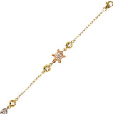 Heart Turtle Charms Anklet CZ with Extension Tricolor Gold 14k [A002-038]