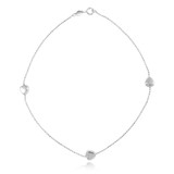 Hearts Bead Chain Anklet White Gold 14k [A003-067]