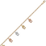 Dangling Elephant Charms Anklet CZ Tricolor Gold 14k [A004-046]