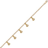 Dangling Money Bag Charms Anklet CZ Yellow Gold 14k [A004-X48]