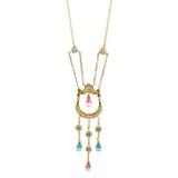 Fancy Chandelier Necklace Color CZ 17" Yellow Gold 14k [N001-001]