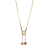 Flower Heart Y Necklace Snake Chain 17" Yellow Gold 14k [N001-004]