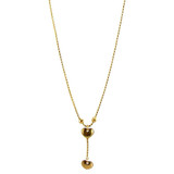 Heart Y Necklace Rounded Box Chain 18" Yellow Gold 14k [N001-005]