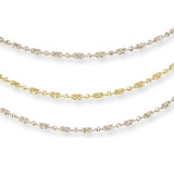 Diacut Beads 3 Row Fancy Necklace 16" Yellow and White Gold 14k [N001-009]