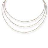 Diacut Beads 3 Row Fancy Necklace 16" White Gold 14k [N001-017]