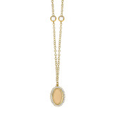 Oval Blank Necklace CZ 18" Yellow Gold 14k [N001-046]