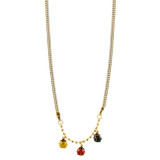 Colorful Enamel Ladybugs Necklace Bead Chains 17" Yellow Gold 14k [N002-002]