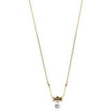 Tiara Crown Necklace Cable Rolo Chain CZ 17" Yellow Gold 14k [N002-025]