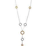 Circles Y Necklace Rolo Cable Chain 18" White and Rose Gold 14k [N002-073]