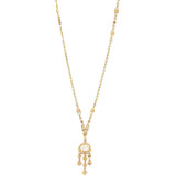 Small Chandelier Dangling Necklace CZ 18" Yellow Gold 14k [N003-001]