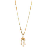 Small Chandelier Dangling Necklace CZ 18" Yellow Gold 14k [N003-003]
