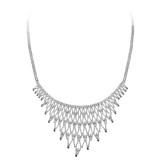 Fancy Drape Tapered Necklace Diacut Beads CZ 18" White Gold 14k [N003-059]