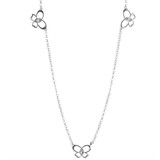 Butterflies Necklace CZ 17" White Gold 14k [N003-069]