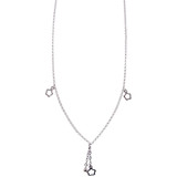Dainty Flower Dangling Charms Necklace 17" White Gold 14k [N003-070]