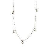 Dainty Beads Dangling Charms Necklace 17" White Gold 14k [N003-071]