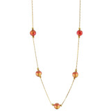 Colored Murano Glass Beads Necklace 17" Yellow Gold 14k [N004-023]