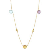 Dainty Necklace Colored CZ 17" Yellow Gold 14k [N005-017]