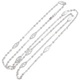 Extra Long Length Necklace Filigree Elements 40" White Gold 14k [N005-069]