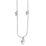 Dainty Necklace Butterfly Bead Charms 17" White Gold 14k [N005-072]