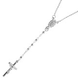 Religious Rosary Prayer Beads Necklace 2mm 24" White Gold 14k [N007-061]