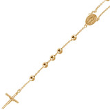 Religious Rosary Prayer Beads Necklace 6mm 24" Yellow Gold 14k [N009-010]