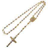 Short Length Rosary Prayer Beads Necklace 4mm 18" Yellow Gold 14k [N013-093]