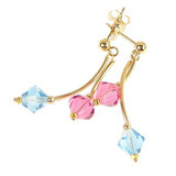 Threaded Colorful CZ Hollow Tube Earring Push Back Yellow Gold 14k [S016-105]