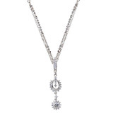 Fancy Design Necklace CZ 16+2" White Gold 14k [S013-296]