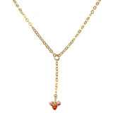 Mini Hearts Colorful Enamel Drop Y Necklace 16" Yellow Gold 14k [S012-206]