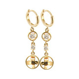 Flower Dangling Drop Earring CZ Yellow Gold 14k [S011-205]