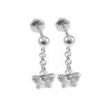 Mini Butterfly Earring Screw Backs White Gold 14k [S011-605]